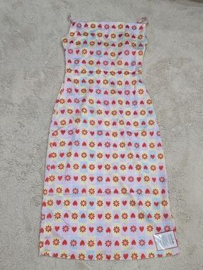 Glamorous Pink Heart & Floral Print Sundress